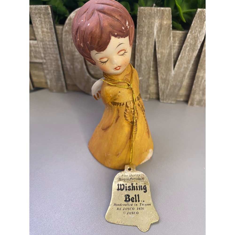 Vintage Bisque‎ Porcelain Angel Wishing Bell Handcrafted in Taiwan 1978 Jasco